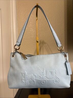 Coach Light Blue Horse & Carriage Charley Bag